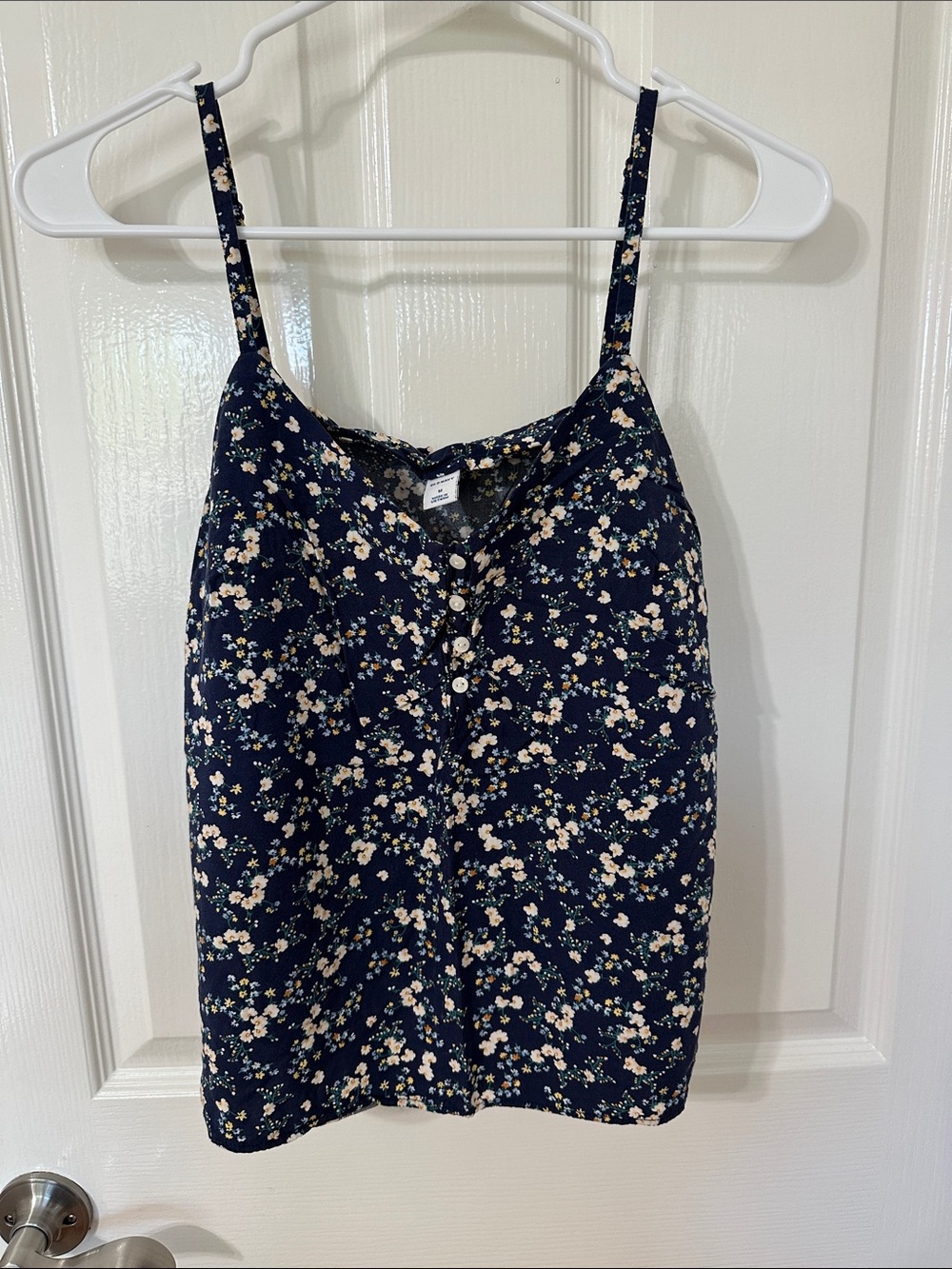 Old Navy Navy Floral Spaghetti Strap Tank Top